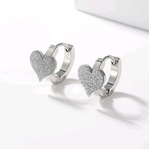 Silver Heart Hoop Earrings